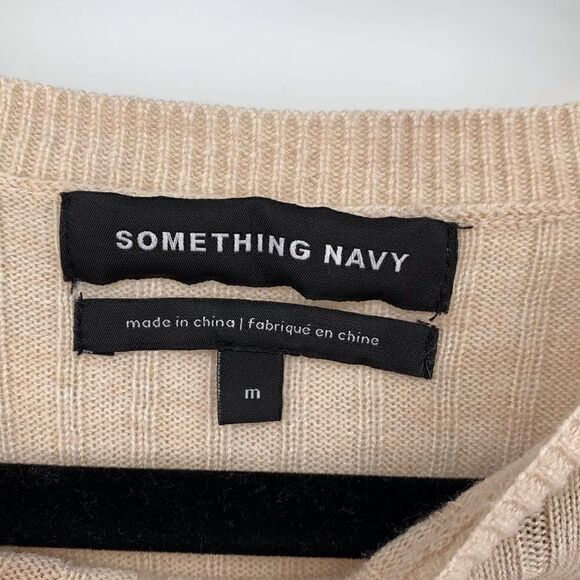 Something Navy Cream Front Twist Pullover Sweater - Picture 3 of 5